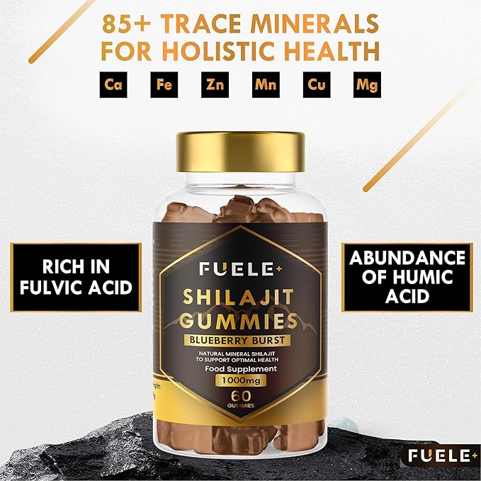 Shilajit Gummies - Shilajit for Men and Women, Himalayan Shilajit with 85+ Minerals, Energy Boosting & Immunity Support, High Strength 30000mg, Pure Shilajit Gummies - 1 Month Supply Per Bottle