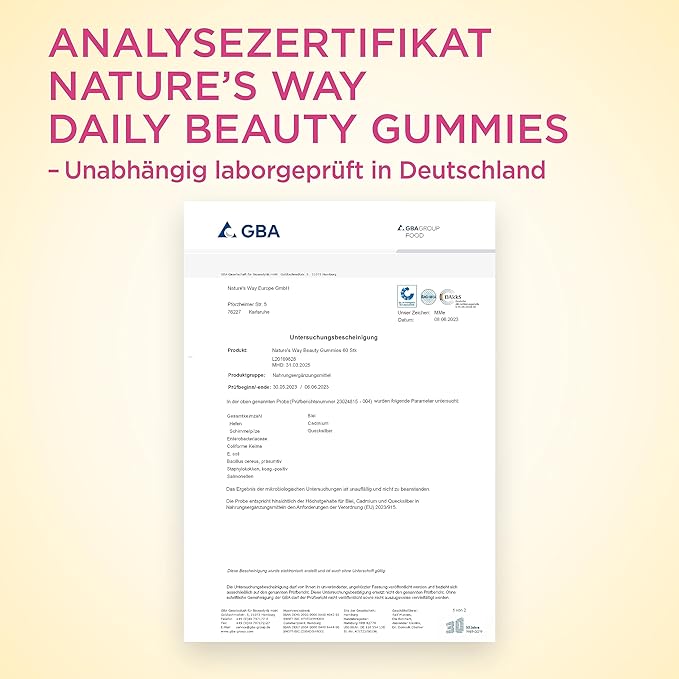 Nature's Way Alive! Hair, Skin & Nails Premium Gummies, Beauty Formula*, with Collagen, Biotin, Vitamins C & E, Strawberry Flavored, 60 Gummies