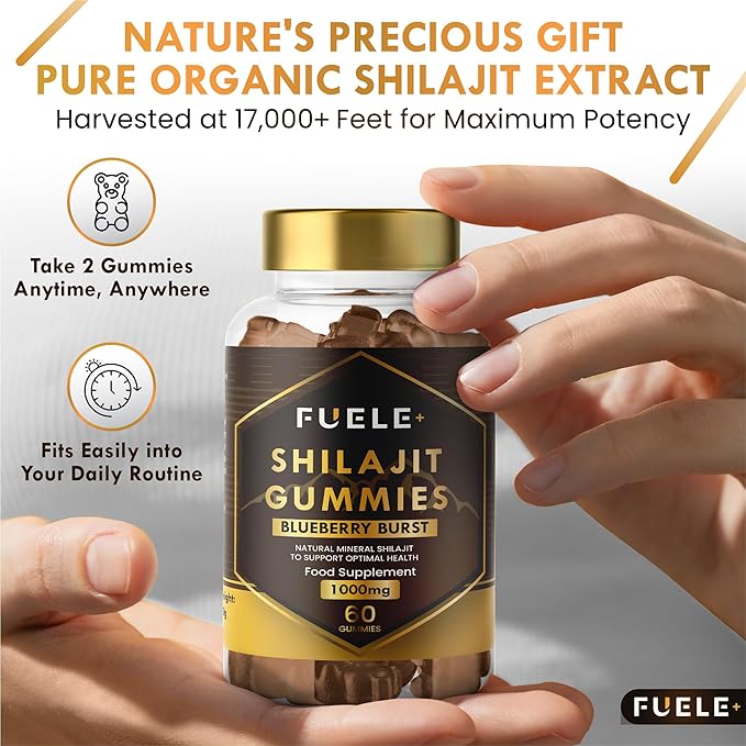 Shilajit Gummies - Shilajit for Men and Women, Himalayan Shilajit with 85+ Minerals, Energy Boosting & Immunity Support, High Strength 30000mg, Pure Shilajit Gummies - 1 Month Supply Per Bottle