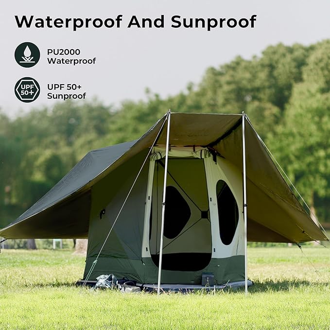 ACACIA Canopy 2-3 Person for Space Acacia Camping System, PU2000 Waterproof Camping Tarp for 4 Season Camping, UPF50+ Sunproof Tent Tarp with 2 Telescoping Poles, Carry Bag, Summer Night