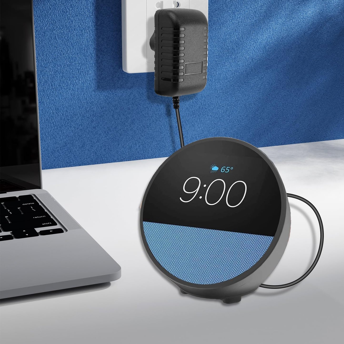 12V 1.25A Power Supply Charger， Compatible with Echo Dot 3rd/4th/5th Gen and Echo Dot with Clock 15W Power Cable Adapter with 4.0x1.7mm Plug for Smart Devices Durable 6.5FT Cord for Home or Office