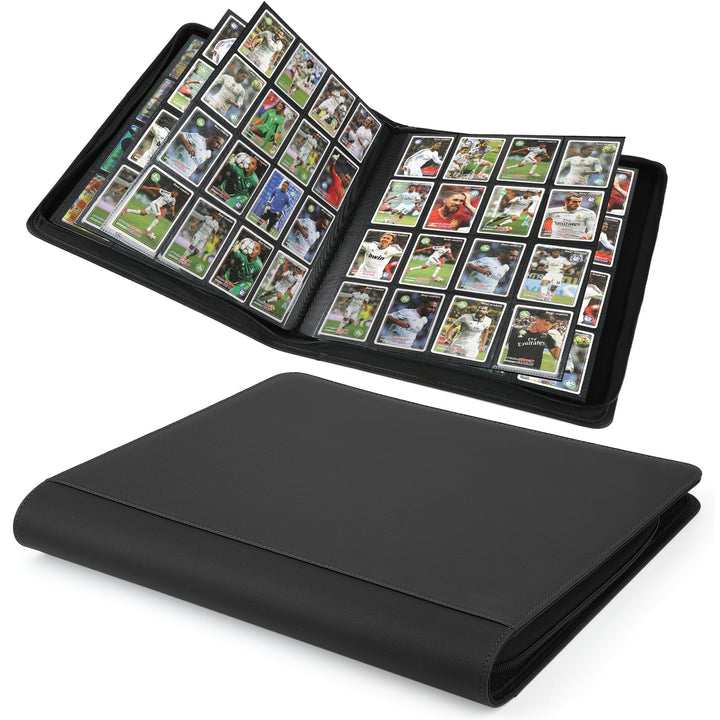 Trading Card Binder 16 Pocket, GERMUN PU Cover Card Binder for 1000+ Cards, Premium Trading Card Holder Folders, Double Sided Pocket Card Album for MTG, TCG (Black)