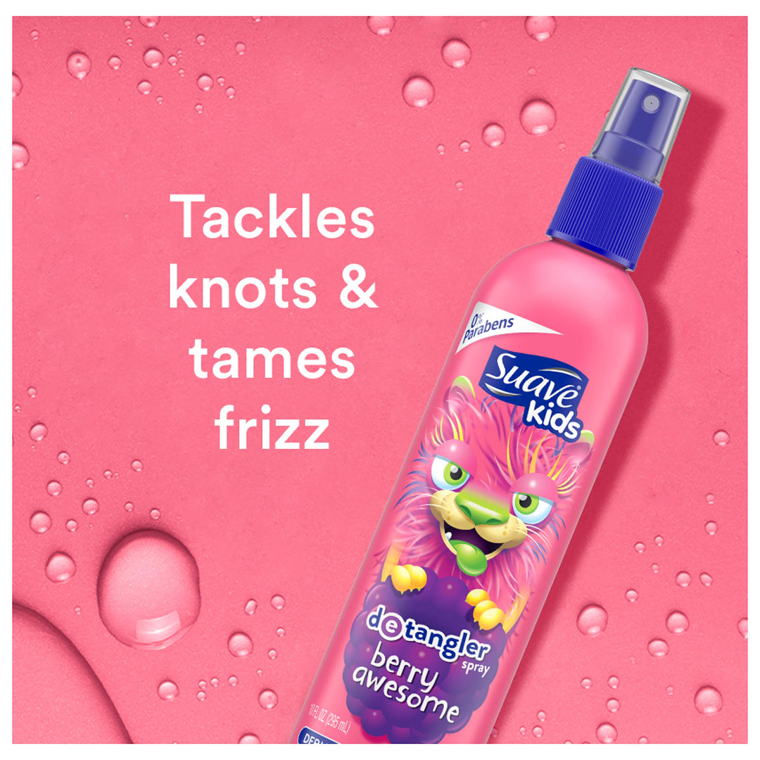 Suave Kids Detangler Spray For Tear-Free Styling, Berry Awesome Dermatologist-Tested Hair Detangler Formula 10 oz