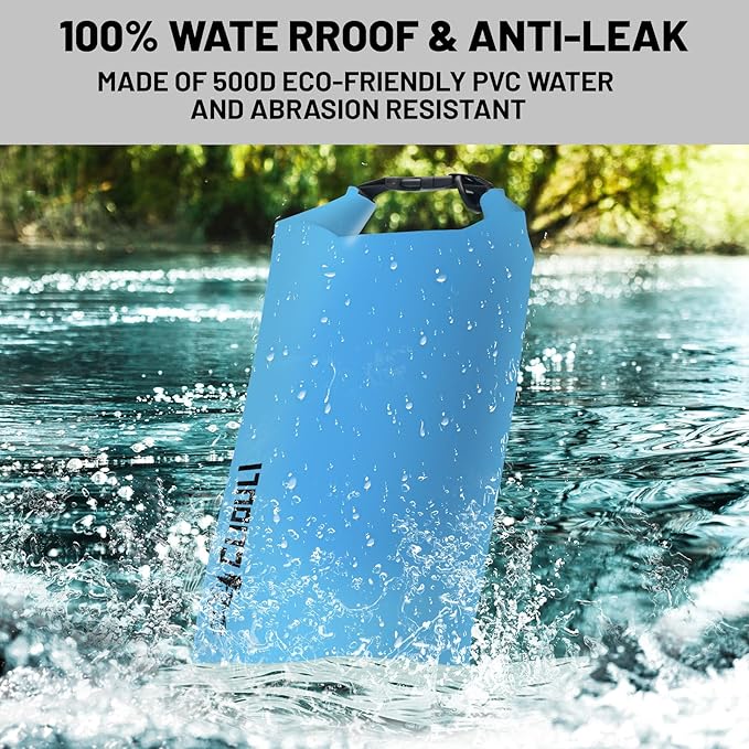 Waterproof Dry Bag,Roll Top Blue Small Waterproof Backpack 2L/5L/10L/20L/30L/40L Floating Lightweight Bags for Kayaking, Boating, Fishing, Swimming Camping with Waterproof Phone Case