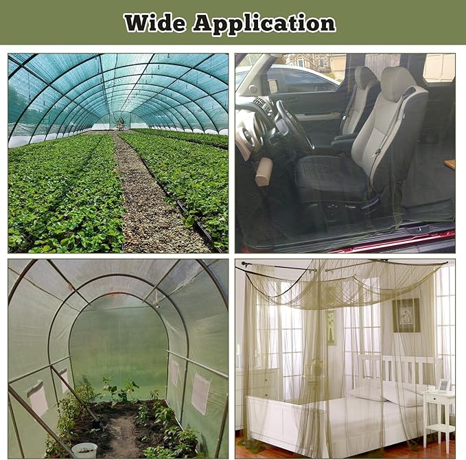 Mosquito Netting 39x10Ft Garden Mesh Netting, Fly Bird Net Barrier Hunting Blind Plant Protecting Net, 3x12m Green