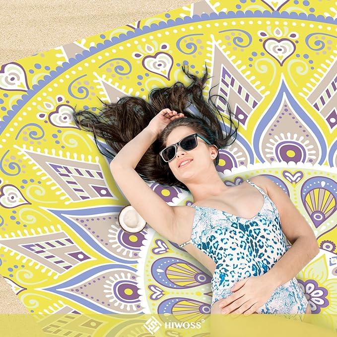 Beach Blanket Waterproof Sandproof Oversized 95”x 80”,Sand Free Beach Mat with Corner Pockets,Portable Mesh Bag for Beach Festival,Picnic,Travel and Outdoor Camping (Yellowtan)