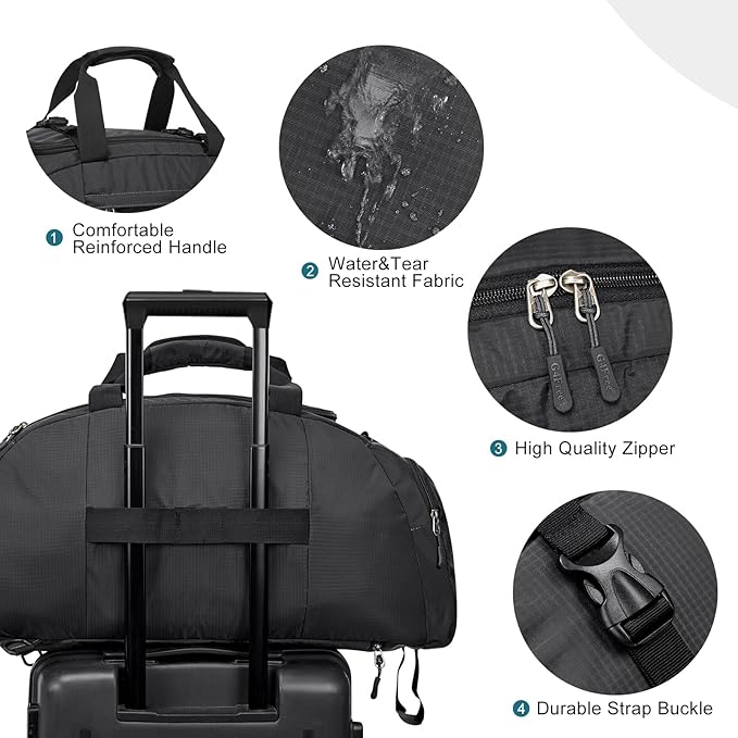 G4Free 40L 3-Way Duffle Bag Backpack Gym Bag for Men Women Sports Duffel Bag with Shoe Compartment Travel Backpack Luggage