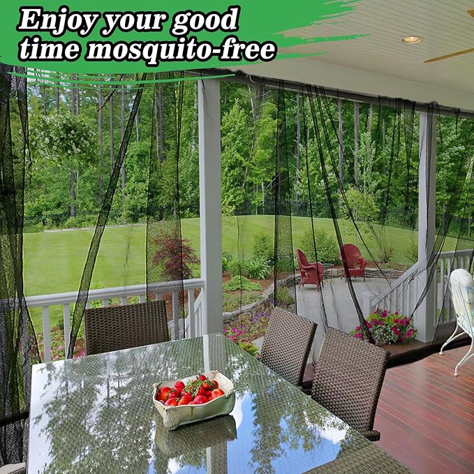 Mosquito Net for Patio - 10Ft x 40Ft for Each Garden Mesh Screen Barrier, Super Dense Patio Netting for Balcony Porch Protecting Your Skin Plants Vegetables DIY (Black)