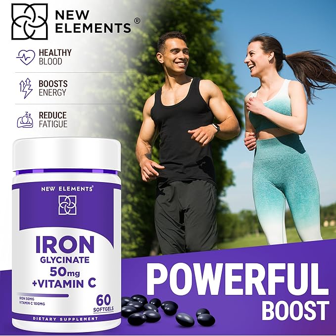 Iron Glycinate 50mg with Vitamin C | Advanced Iron Supplement for Anemia Relief, Immune Boost & Energy Support | Gentle on Stomach, Fast Absorption | Non-GMO, Gluten-Free Softgels for Women & Men