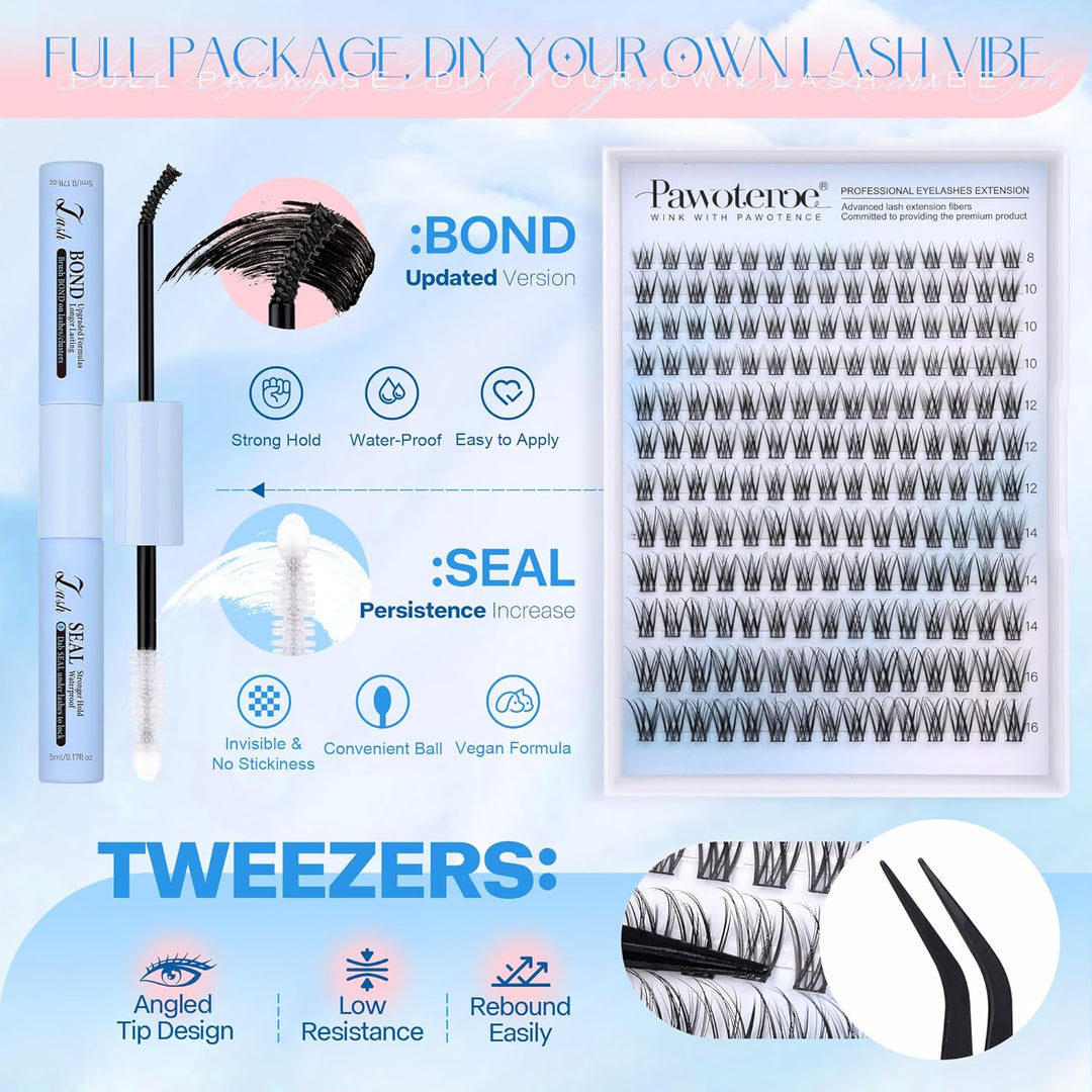 40D Cluster Eyelash Extensions | 280pcs Mix Length 9-16mm | Self-Application