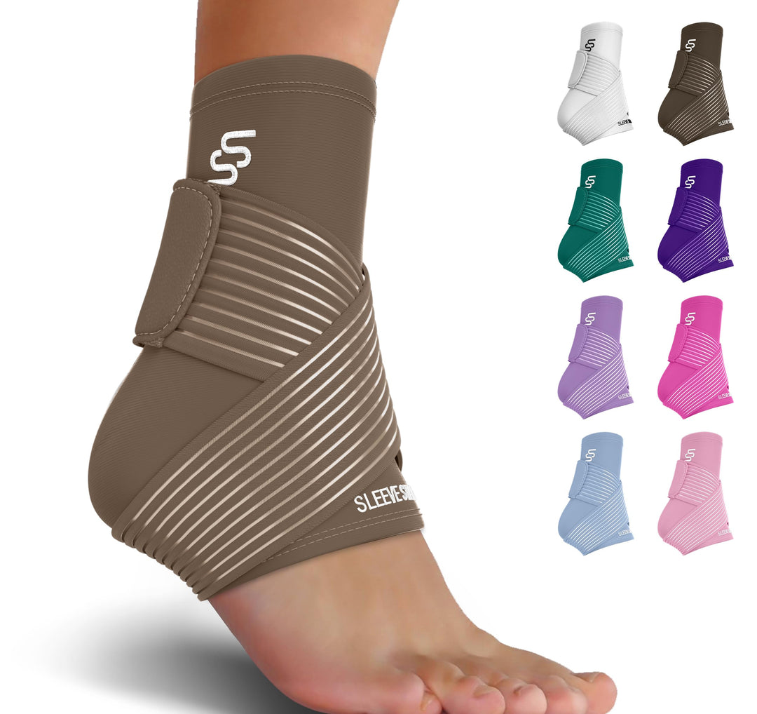 Sleeve Stars Ankle Support for Ligament Damage & Sprained Ankle, Plantar Fasciitis Support & Achilles Tendonitis Pain Relief, Ankle Brace for Women & Men (Single/Mocha Brown)