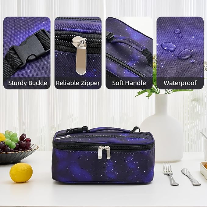 Small Lunch Box Insulated Lunch Bag for Women Men, Bento Kids Lunch Box, Compact Portable Thermal Meal Cooler Bags with Buckle Handle for Work & School, Astral 5L