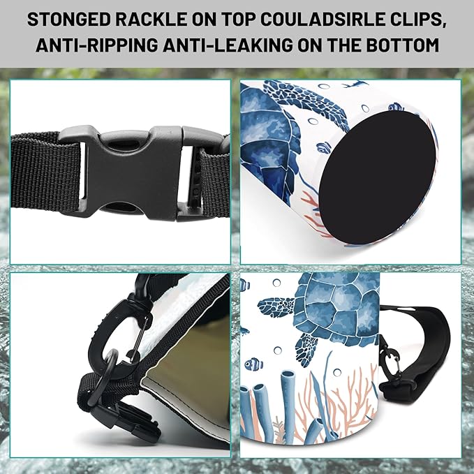 Waterproof Dry Bag,Roll Top Sea Turtle Coral Starfish Small Waterproof Backpack 5L/10L/20L Floating Lightweight Bags for Kayaking, Boating, Fishing, Swimming Camping with Waterproof Phone Case