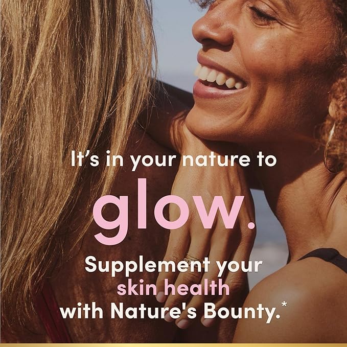 Nature's Bounty Vitamin C and Hyaluronic Acid Supplement, Supports Glowing Skin, Immune Function & Collagen Production, 120 Capsules - 60 Day Supply, Optimal Solutions Supplements for Skin Health