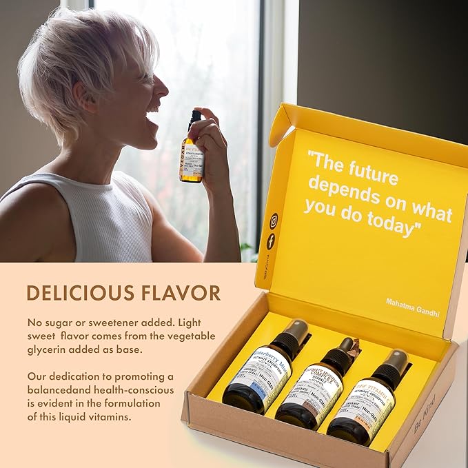 Antioxidant Powerhouse Bundle - Elderberry, Raw Vitamin C, Mushroom Complex - Nutriments, Phytonutrients & Cognitive Well-Being All in One Package - Multivitamins - 2 Fl Oz - 240 Days Supply