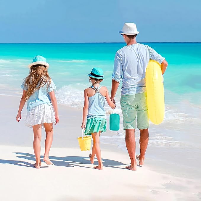 Beach Blanket Sandproof Extra Large Beach Mat Adults Waterproof Quick Drying,Big & Compact Sand Free Mat,Lightweight & Durable with 4 Stakes for Travel Camping Hiking Picnic (Green/Gray)