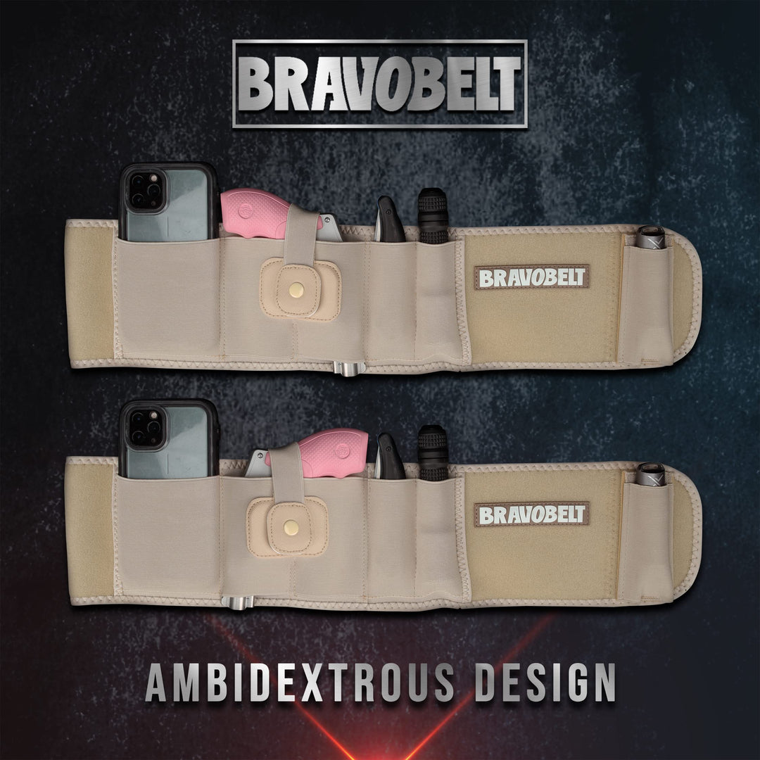 BravoBelt Belly Band Holster - Athletic Flex FIT for Running, Jogging, Hiking - G17-43 S&W M&P 40 Shield | for Men & Women (Tactical Nude, XL - 45" - 55" Belly)