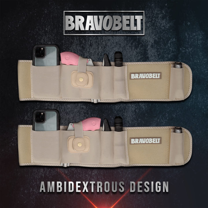BravoBelt Belly Band Holster - Athletic Flex FIT for Running, Jogging, Hiking - G17-43 S&W M&P 40 Shield | for Men & Women (Tactical Nude, XL - 45" - 55" Belly)