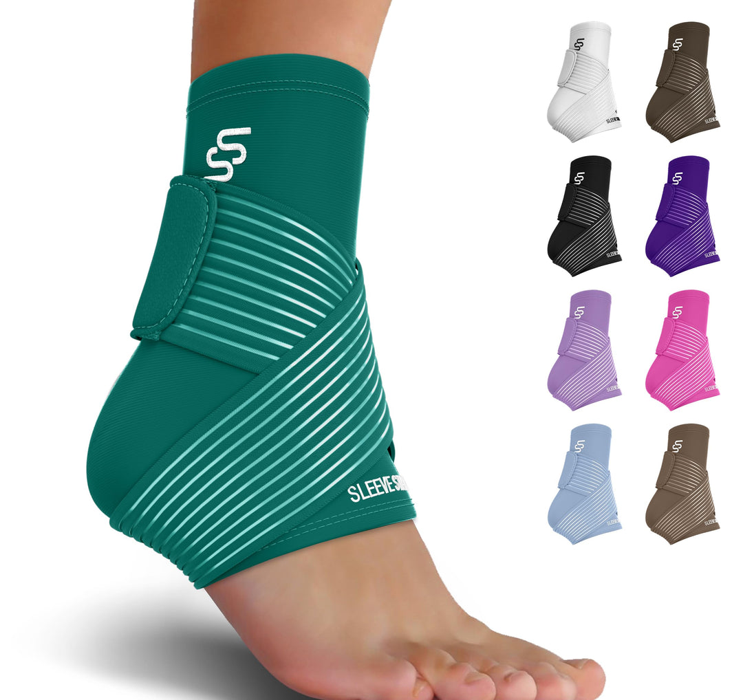 Sleeve Stars Ankle Support for Ligament Damage & Sprained Ankle, Plantar Fasciitis Support & Achilles Tendonitis Pain Relief, Ankle Brace for Women & Men w/Compression Ankle Strap (Single/Turquoise)