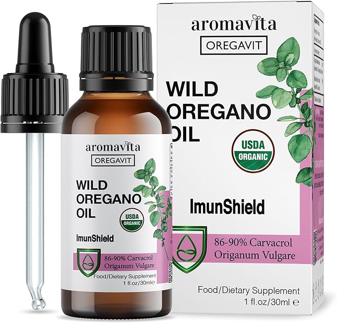 ImunShield Wild Oregano Oil Organic Liquid Drops - Hand-Picked Oregano with 86-90% Carvacrol for Immune and Digestive Support - Vegan, Non-GMO, Gluten-Free, 1 fl. oz./ 30ml