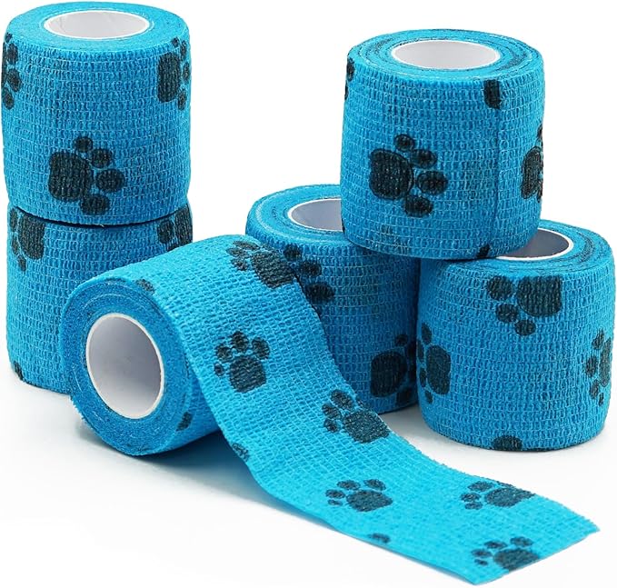 Bandages First Aid Tape Cohesive Bandage First Aid Bandages Cohesive Wrap Adhesive Bandage Self Adherent Cohesive Wrap Bandages Colorful Bandages (Blue Footprint, 2-Inch)