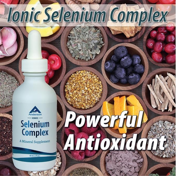Anderson Ionic Selenium Complex, Liquid Selenium Supplement Drops, Supports Thyroid and Immune System, Antioxidant, Ionic Mineral Drops, Fights Free Radicals, 40 Servings, 2 fl oz