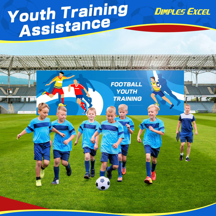 Dimples Excel Soccer Goals Kids Soccer Net for Backyard (4x3.1 FT 2 Set, Blue Yellow)