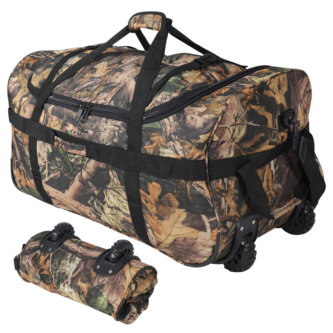 REDCAMP 85L/120L/140L Foldable Duffle Bag with Wheels, Large Travel Duffel Bag, 120l Camouflage