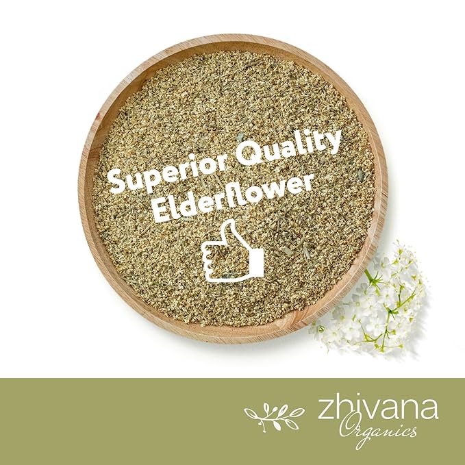 Elderflower Tea (10oz.) - Organic Dried Elderflowers - Elder Flowers Dried Herbs, Te de Sauco, Flor De Sauco Organico - Respiratory Tea - Great for Allergy