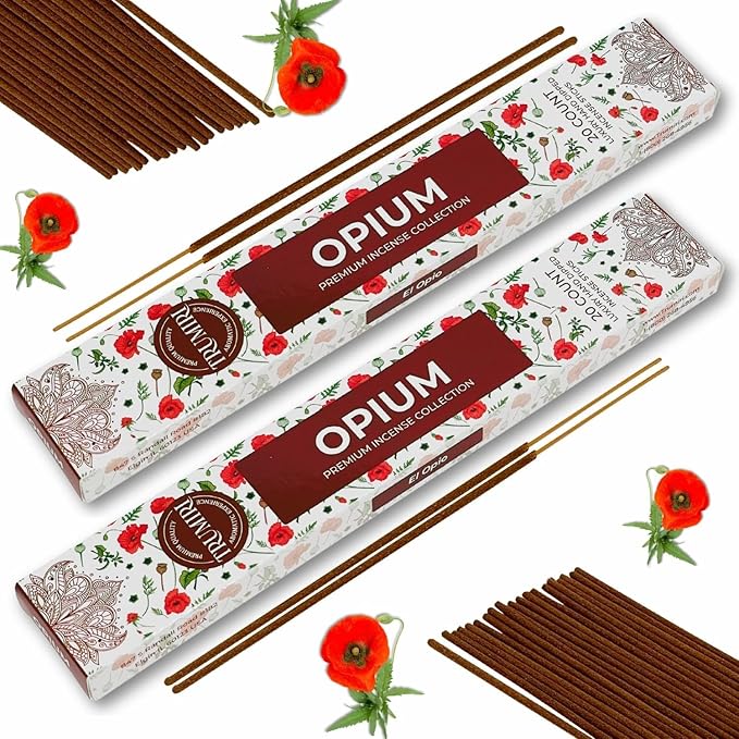 Opium Scented Incense Sticks - Total 40 Insence-Sticks - Dual Pack of 20 Insense - Inciensos - Inscents - Natural Non Toxic Ingredients - Incents - Incence - Inscense - Insents