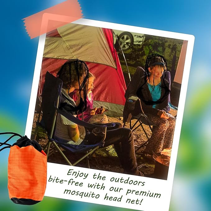 6 Pack Mosquito Head Net Bug Wearable Head Net Mesh with Carry Bags to Prevent Mosquito Fly Insects Bugs for Outdoor Hiking Camping Climbing