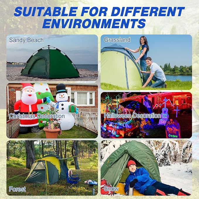 Hicarer 12 Inch Tent Stakes Screw in Camping Stakes Heavy Duty Metal Stake Ground Anchor Peg Threaded Tent Spikes with Hex Head Driver for Camping Garden Inflatable