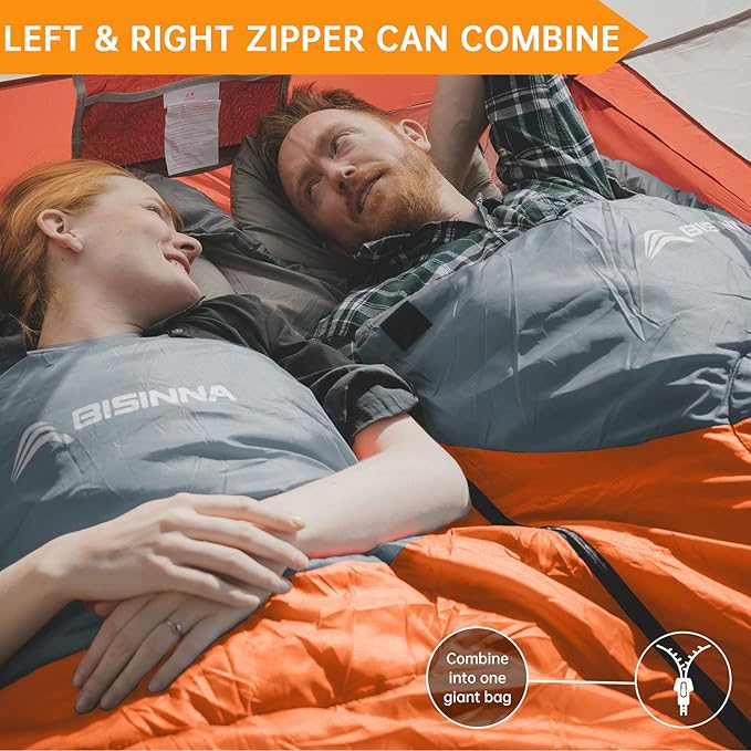 BISINNA 0 Degree Winter Sleeping Bags(480GSM) for Adults-Cold Weather Camping Sleeping Bag-Comfortable Warm Portable Sleeping Bags with Pillow Compression Sack for Backpacking Hiking Outdoor