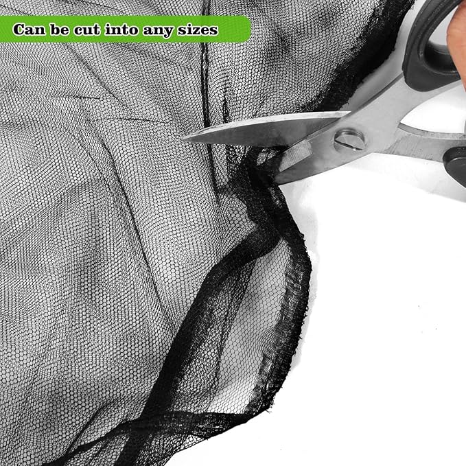 20x10Ft Mosquito Netting Garden Mesh Netting, Fly Bird Net Barrier Hunting Blind Plant Protecting Net, 3x6m Black