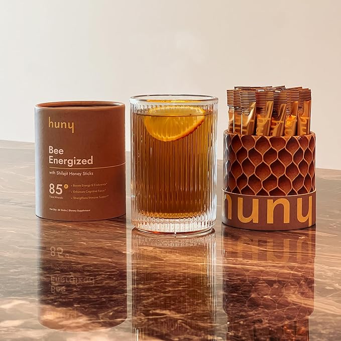 Bee Energized with Shilajit Honey Sticks | 85+ Trace Minerals for Clean Energy, Focus & Immune Support | Pure Himalayan Shilajit for Men & Women | 30 Count (Pack of 1)