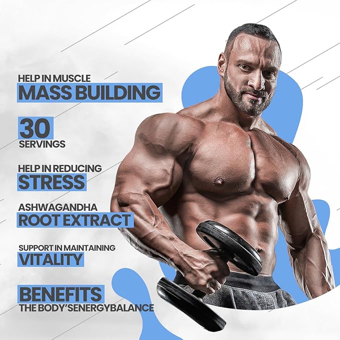 Ashwagandha 600 Sport Caps. Organic Ashwaganda Root Extract (KSM-66) High Dose (60 Capsules)