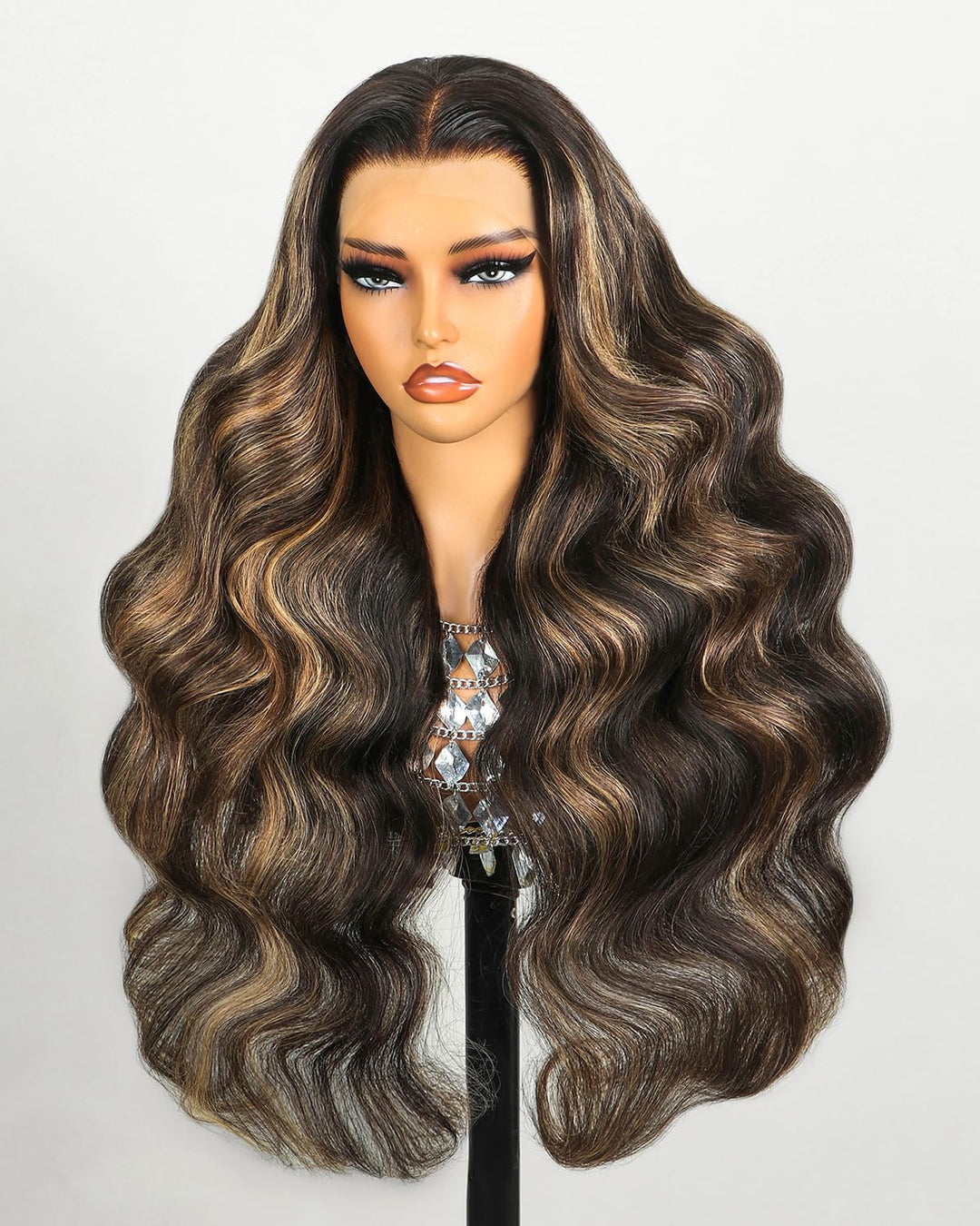 MEGALOOK Highlight Ombre HD 13x4 Lace Front Wigs Human Hair Pre Plucked 200% Density Balayage Wig Human Hair Body Wave Lace Front Wigs Human Hair for Women FB27# 18 Inch