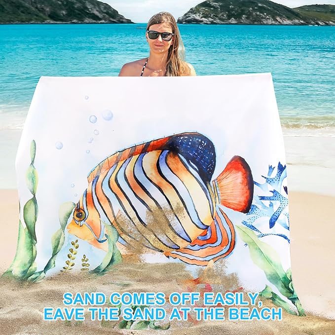 Beach Blanket, Sandproof Beach Mat 79" X 82" for 4-7 Adults, Large Waterproof Beach Blanket Quick Drying Lightweight Beach Blanket with 4 Stakes for Travel Camping Hiking (Deep Sea)
