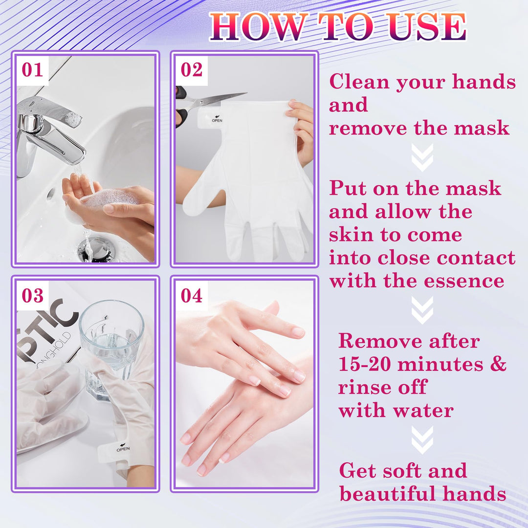 LZYLLS 6 Pairs Hand Masks Moisturizing Gloves, Hydrating Hand Mask Moisturizer Gloves Care for Dry Cracked Hands, Smooth Long Lasting Soft Firming Hand Mask Gift Set for Men Women（I