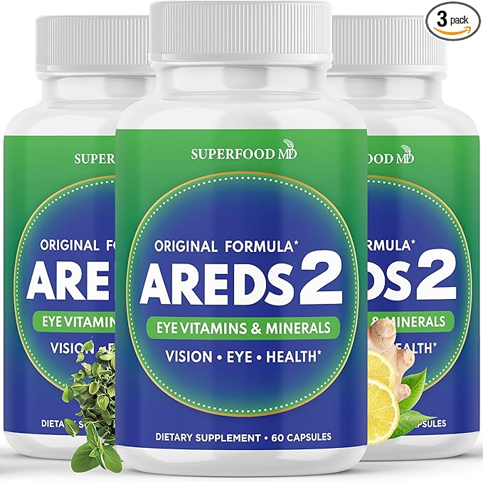 AREDS 2 Eye Vitamin & Mineral Supplement, Contains Lutein, Vitamin C, Zeaxanthin, Zinc & Vitamin E with Added Copper - 180 Count