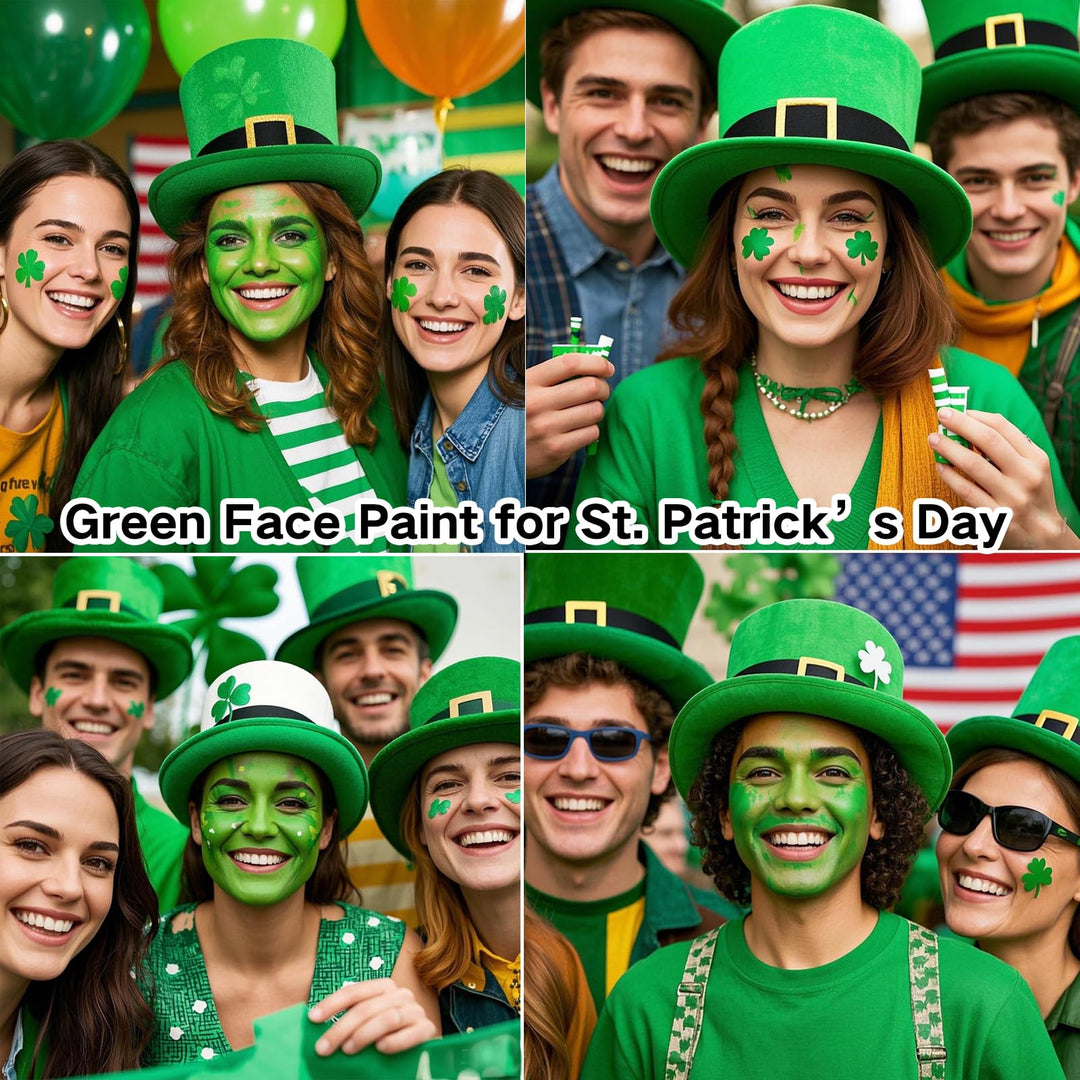 MEICOLY Green Face Body Paint,St. Patrick’s Day Face Paint Makeup Accessories,Camouflage Gamora Hunting Hulk Body Paint for Adults and Kids,Halloween SFX Witch Makeup Face Paint