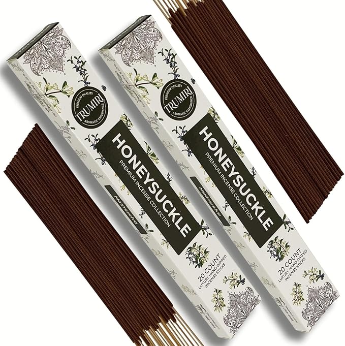 Honeysuckle Incense Sticks - Total 40 Insence-Sticks - Dual Pack of 20 Insense - Inciensos - Inscents - Natural Non Toxic Ingredients - Incents - Incence - Inscense - Insents