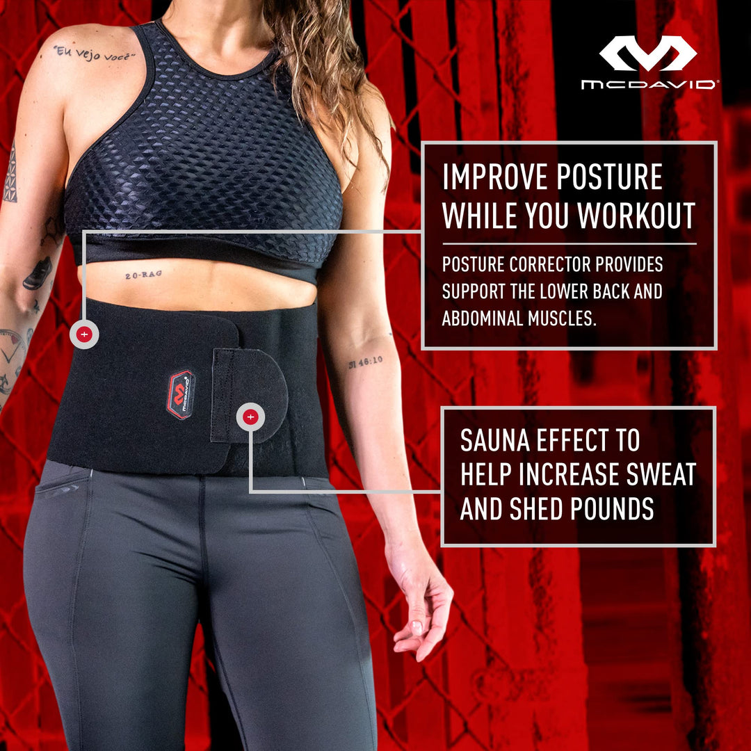 McDavid Waist Trimmer Belt, Waist Trainer for Women, Promotes Sweat & Weight Loss in Mid-Section, Sold as Single Unit, Black