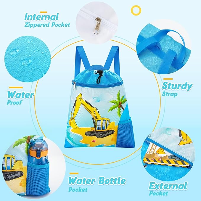 WAWSAM Gym Drawstring Backpack String Bag - 15” x 17” Sports Gym Bag for Kids Waterproof Swimming Beach Shopping Yoga Bag