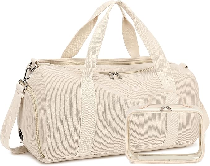 Duffle Bag for Gym Sports Women Girls Workout Travel Bag Weekender with Shoe Compartment and Wet Pocket