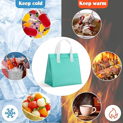 50 Pcs Insulated Take Away Bags Bulk Thermal Insulation Food for Coffee Milk Tea Hot Cold Food Fresh Seafood Cooler Pizza Delivery Bags for Catering Restaurant Grocery (Light Green)