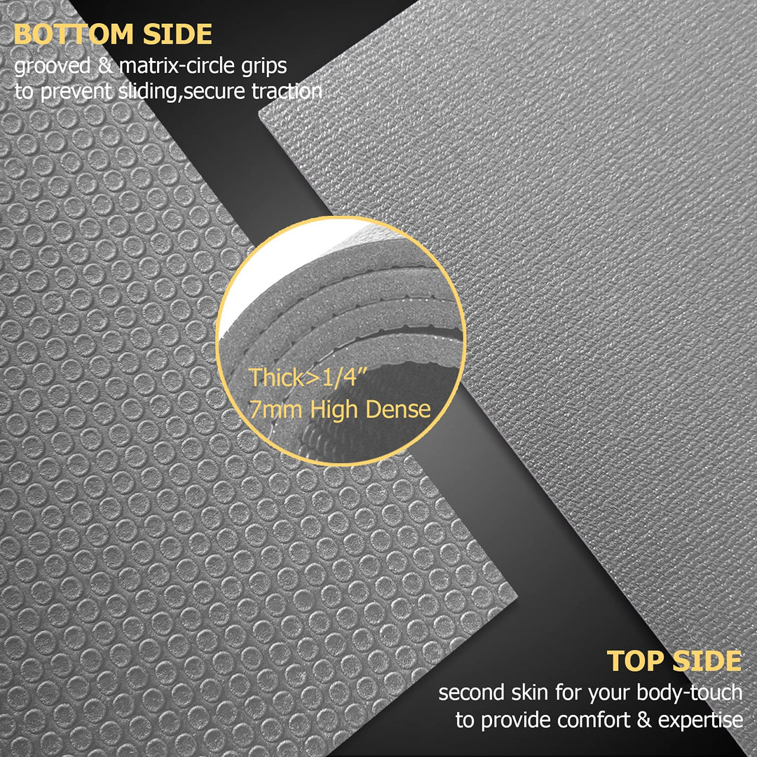GXMMAT Large Exercise Mat 6'x4'/6'x5'/6'x6'(7mm), Thick Workout Mats for Home Gym Flooring, Extra Wide Non-Slip Durable Cardio Mat, Shoe Friendly, Perfect for Plyo, MMA, Jump Rope, Weights, Fitness