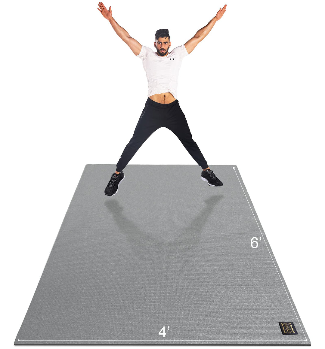 GXMMAT Large Exercise Mat 6'x4'/6'x5'/6'x6'(7mm), Thick Workout Mats for Home Gym Flooring, Extra Wide Non-Slip Durable Cardio Mat, Shoe Friendly, Perfect for Plyo, MMA, Jump Rope, Weights, Fitness