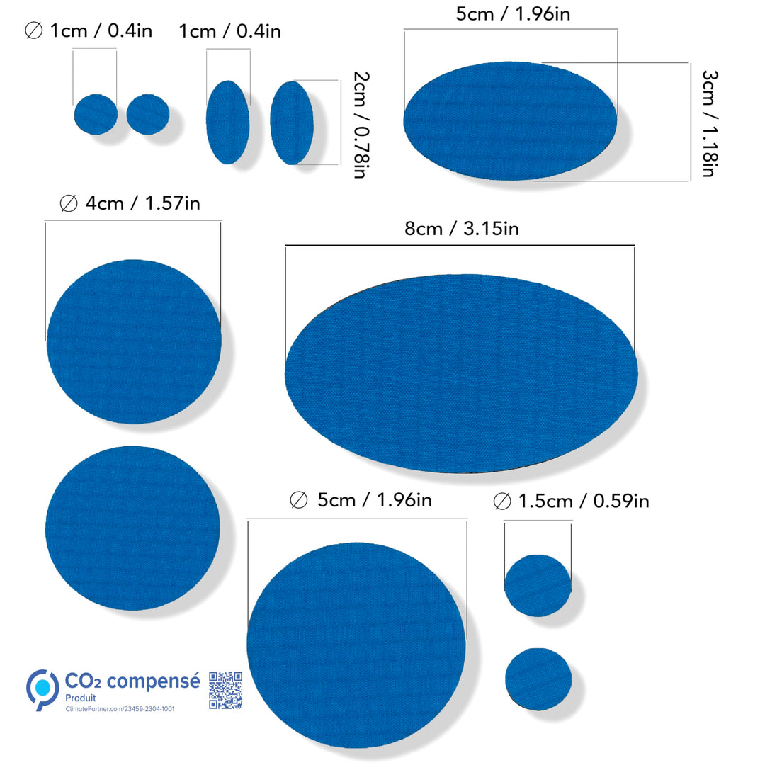 aZengear Down Jacket Repair Patches | Pre-Cut, Self-Adhesive, Soft, Waterproof, Tear-Resistant Rip-Stop Nylon Fabric to Fix Holes in Clothing, Sleeping Bags, Ski Pants (11 Pieces, Blue)