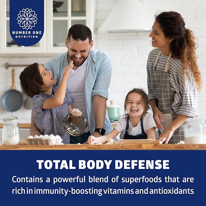 N1N LHC+ 15-in-1 Immune Support Supplement with Spirulina, Turmeric, Ginseng, Guarana, Vitamin D and Vitamin C for Immunity, Energy and Long-Haul Relief, 60 Veg Caps, Bottle Color May Vary